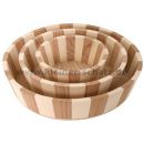 Holzschalenset rund, gestreift (3er-Set)