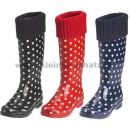 Playshoes Damen Gummistiefel Punkte gefüttert